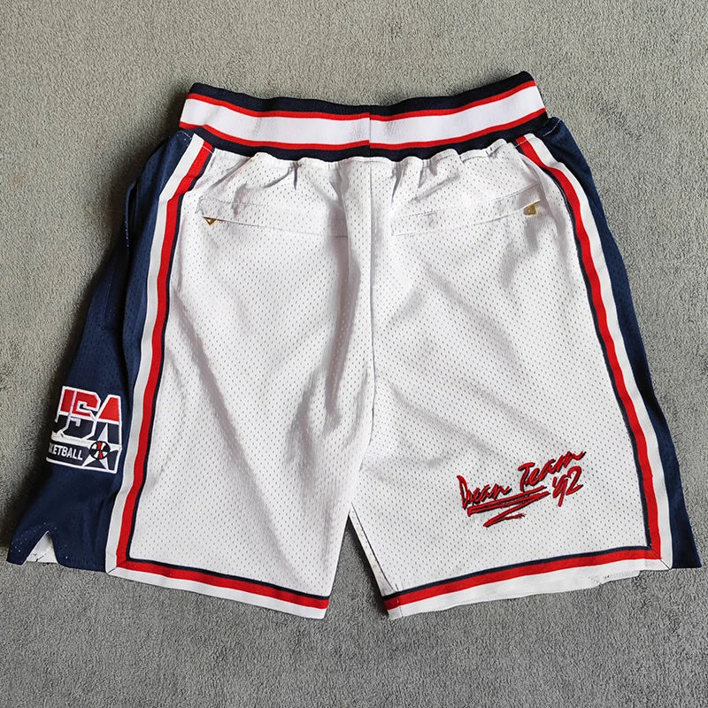 MM MASMIG White 1992 USA Dream Team Embroideried Basketball Shorts with Pockets