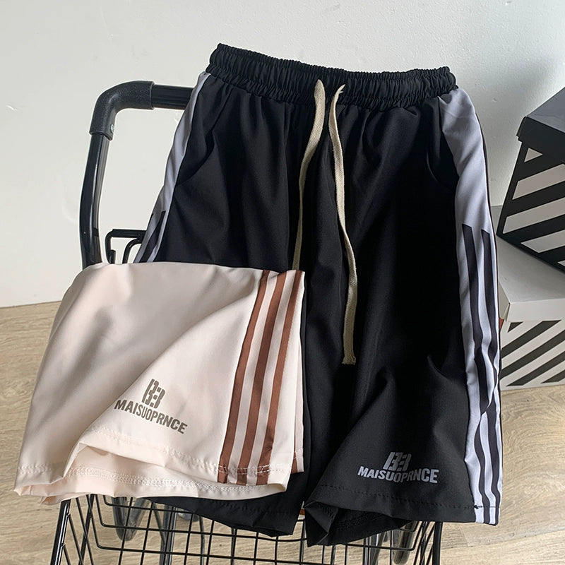 BF Striped American Retro Couple Casual Sports Shorts