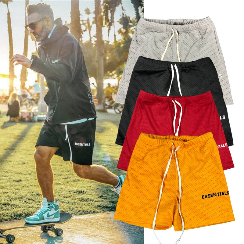 Fog Mesh Cloth Breathable Knee Length Pants Fitness Men's Basketball