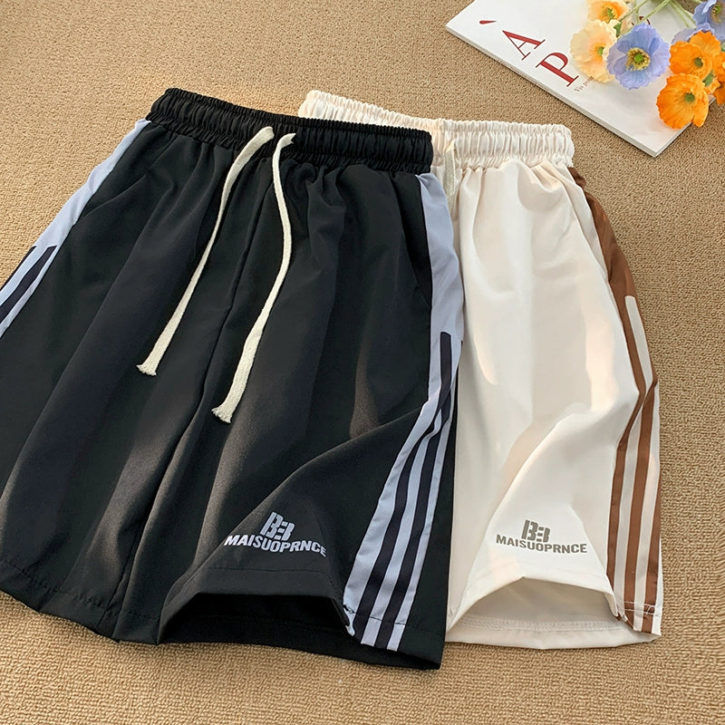 BF Striped American Retro Couple Casual Sports Shorts